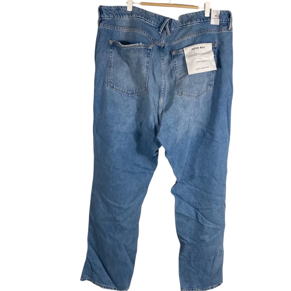 Good American Distressed Button Fly Good Boy Blue Jeans Sz 20 NWT - Picture 2 of 8